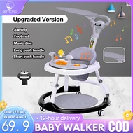 Baby Walker with Foot Pad Music Walker Anti-O-Leg Foldable Portable Adjustable Safe Learning Baby Wa