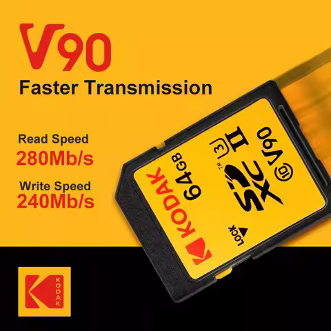 Kodak V90/V60/V30 SD Card Professional Camera Memory Card Read Speed Up To 280MB/s 128GB 256GB 512GB