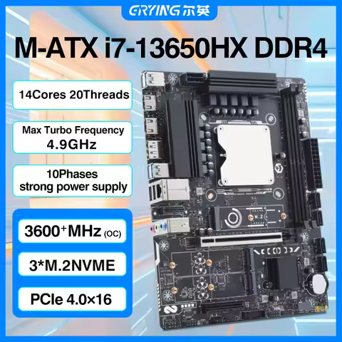 ERYING i7 13650HX Motherboards CPU Combo Interposer 14C20T DDR4 Dual RAM NVME M.2 LGA 1151 M-ATX Kit