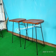 Industrial iron bar chairs combined with teak wood, Jepara furniture