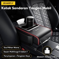 ZS34WS SOARFLY USB Charging Armrest Pad Car Multifunction Tissue Box Bottle Holder 4 In 1 Car Armres