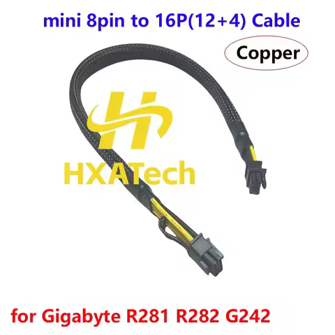 HXATech - High Quality mini 8pin to 16p 12+4 PCI Express Graphic Card Power Cable for Gigabyte R281 