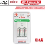 FUJITSU 6hr Rechargeable Battery Charger with 4 AA Ni mh  Rechargeable Batteries