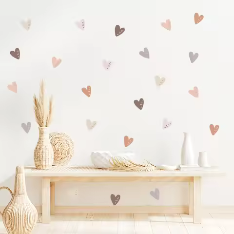 24pcs Boho style Wall Decal for Girls Bedroom Boho Rainbow Heart shape Wall Art Stickers Children Ba