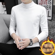 Malaysia SpotCOD M-5XL Plus Size Korean Plain Man Tshirt  New Slim Fit half turtleneck Long Sleeve P