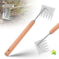 MERLYMALL Hand Weeder Tool, Wooden Garden Supplies Rake, Home&amp;Garden Digging Tools Stainless Farmland Garden Hand Weeder