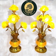 {smail} VIETNAMESE DRAGON 5-flower lotus altar lampbag, pair of high-class, luxurious water hyacinth