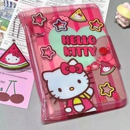 Sanrio สมุดโน้ต Hello Kitty น่ารักสำหรับนักเรียนที่ดูดีรูปหัวใจสำหรับผู้หญิงเปลือกแข็งหน้าสีการเรียน