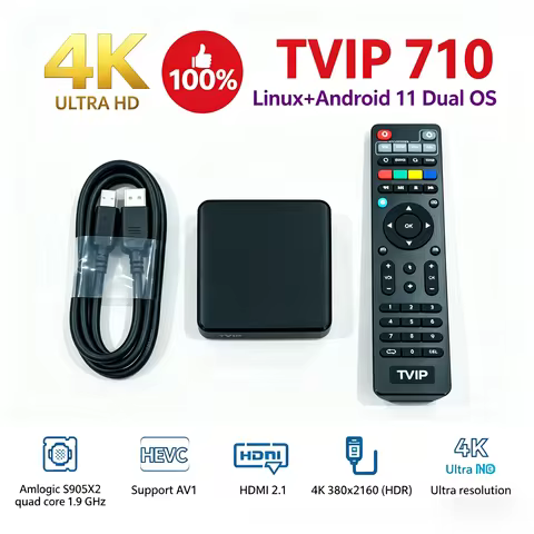 [Genuine] TVIP710 S-Box v.710 Super Mini 4K UHD TV Box Linux+Android11 Dual OS 1GB+8GB 2.4/5G WiFi N
