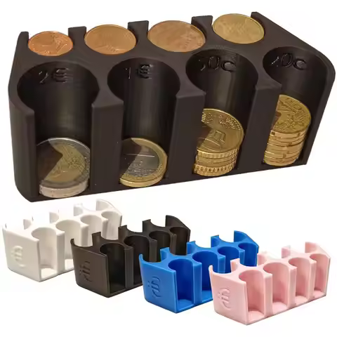 Euro Coin Storage Box Euro Holder Coin Dispenser 2€ 1€ 50c Coin Change Holders Plastic Coin Organize