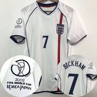 2002 England retro jersey home number 7 Beckham 8 Lampard 10 Owen short sleeved/long sleeved footbal