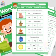 English for Primary School Children - 10 Sheets English Worksheet CVC | Reading Practice for Childre