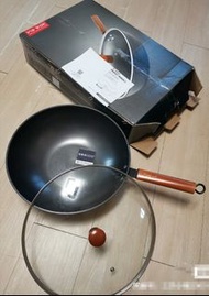 全新炒鍋32cmDebo Non-stick frying pan 鐵鍋炒鍋煎鍋炒菜锅家用無涂层不粘炒鍋煤氣爐電磁爐通用