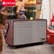 GENAI Wireless Speaker Leather Portable Bluetooth Speaker Bulit-In Mic HD Sound Subwoofer With Shoulder Strap For Bedroom Party