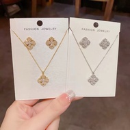 4-leaf Clover Earrings + Necklace Set