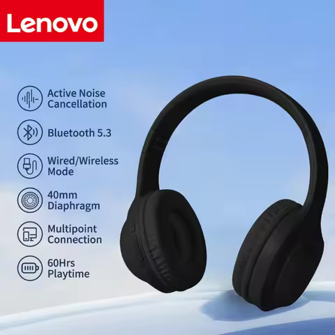 Lenovo 9D Surround Sound Bass Headphones 5.3" Over-Ear Noise Cancelling Sports Gaming Headset Wirele