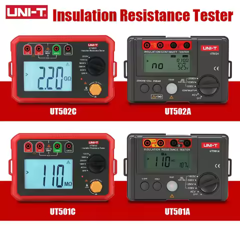 UNI-T UT501A/C UT502A/C Insulation Resistance Tester, 1000V Megohmmeter, 5GΩ Ohmmeter, Professional 