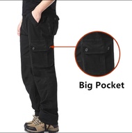 Celana panjang cargo pria big pocket pocket saku kanan kiri belakang