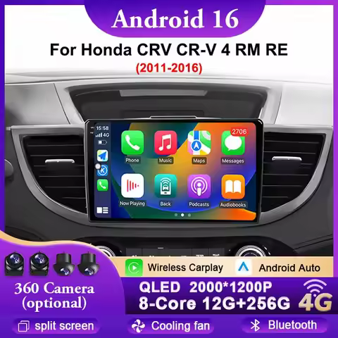 10 inch Car Radio For Honda CRV CR-V 4 RM RE 2011-2016 Carplay Android 16 Multimedia Navigation BT H