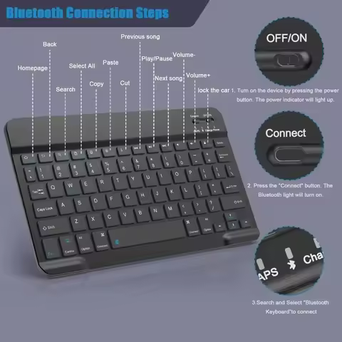 2026 7/10 Inch English Bluetooth Wireless Mini Keyboard For iPad Mac PC Tablet For IOS Android Cell 