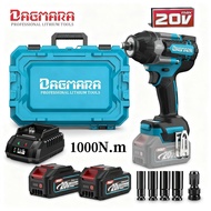 DAGMARA Electric Cordless Impact Wrench, Brushless High-Power Drive Ratchet Socket 1000N.m