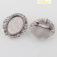 10pcs Vintage Alloy Brooch Cabochon Bezel Settings Cadmium Free & Lead Free with Iron Pin Back Bar F