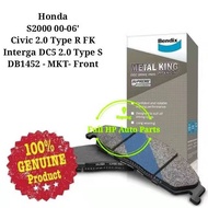 Bendix DB1452MKT Front Brake Pad - H/D S2000/ Civic 2.0 Type R FK/ Integra DC5 2.0 Type S