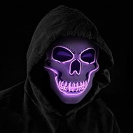 Mask. White Skull Glowing Mask LED Halloween Horror Scary Ghost Face Douyin Photography DJ Mask Net Red Cool