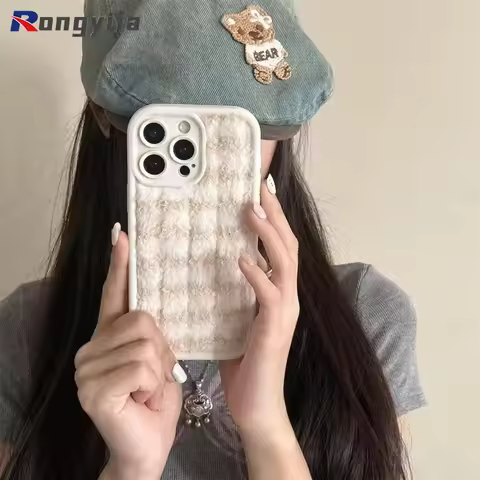 Winter Plush Stripe Phone Case For Realme C75 C75X C73 C65 GT Neo5 GT3 X7 V70S V30T V25 V23i Narzo 7