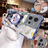 Suitable For Moto G72/G86/G86 Power 3pcs( Lucky Daisy phone Case+Lanyard+Bear Stand) Designed Phone 