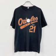 2000 年代 ALSTYLE MLB 巴爾的摩金鶯短袖印花 T 卹，復古黑色，L 碼，古著