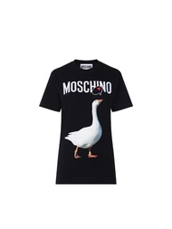 Moschino Áo Thun phiên bản mới Áo thun nữ dệt kim cotton áo in ngỗng