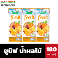 แพ็ค 3 กล่อง ยูนิฟ น้ำผักผลไม้รวม รสทรอปิคอล ฟรุ๊ต 180 มล. กล่องสีส้ม UNIF Fresh (1471)