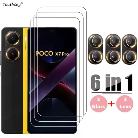 Full Gule Glass For Poco X7 Pro Tempered Glass Poco X7 Pro Screen Protector HD Protective Phone Came