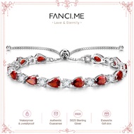 FANCIME "Glamour Teardrop" January Birthstone Garnet Sterling Silver Tennis Bracelet Classic Bolo Ch