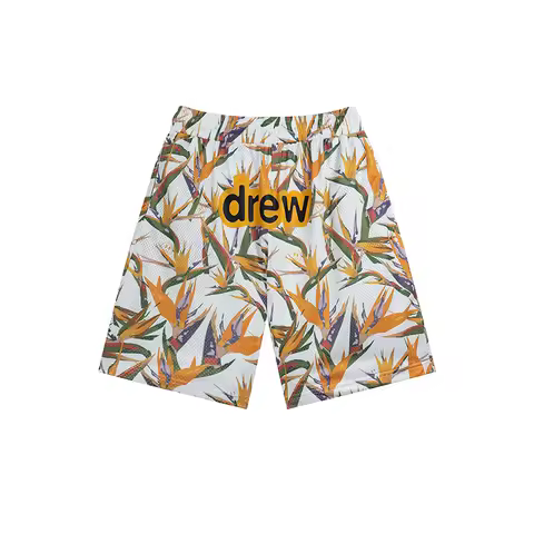 Drew House Hot Sale Men Crystal Shorts Beach Shorts, Casual, Versatile, Trendy Straw Bird Print Shor