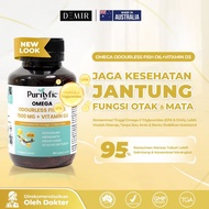 Purityfic Omega Odorless Fish Oil 1500 mg + Vitamin D3 200 IU Bottle 60 Capsules Omega 3 Fish Oil