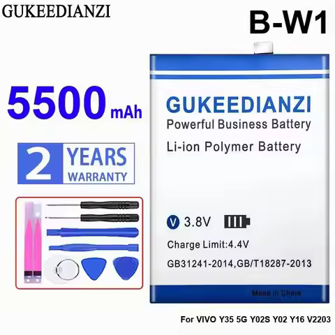 5500mAh B-W1 Mobile Phone Battery For Vivo Y35 5G Y02S Y02 Y16 V2203 High-Efficiency Stable