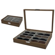 SHISHEN 8 Grid Walnut Sunglasses Organizer