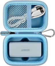 Boobowl Case Compatible with Anker Nano Portable Charger Power Bank, 5,000 Mah, with Built-in Lightning Connector, Charging Battery Pack Storage Holder for amelema/for LanLuk/for Feob (Box Only)-Blue
