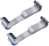 uxcell IDC Wire Flat Ribbon Cable DB15 Male to FC-16 Female Connector 2.54mm Pitch 20cm Length 2pcs
