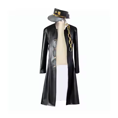 Kujo Jotaro Cosplay Leather Cosplay Costume coat and hat for Halloween Party costume