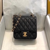 「JL精品代購」9新 Chanel 香奈兒黑金荔枝牛皮方胖