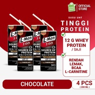 4 Pack - L-Men Hi Protein 2 Go Chocolate 200 ML RTD Ready to Drink - High Protein Supplement Ready t