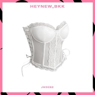 [JWD282] Pure Desire style white semi-transparent lace corset with fishbone support to help lock in 