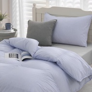 雙人/冬月羽絨被/好收納、可機洗、免被套、超保暖-細格藍