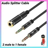 Audio Splitter Cable 3.5mm Mic Audio Cable 2 Male to 1 Female Earphone Headphone Microphone For Computer Laptop