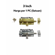3 Inch Door Latch | 3" Slot Aluminum Latch | Door Slot Latch | Material Mart