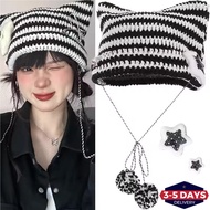 [3-5 DAYS DELIVERY]Color Block Stripe Hat - Y2K Style Winter Warm Cap, Polyester Fiber Material   ﻿