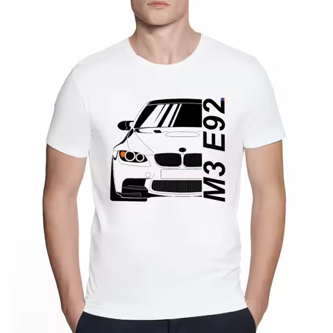 Sports car Lovers Summer Men Short Sleeve New Fashion O-Neck Active e92 m3 Print white T Shirt Hip H